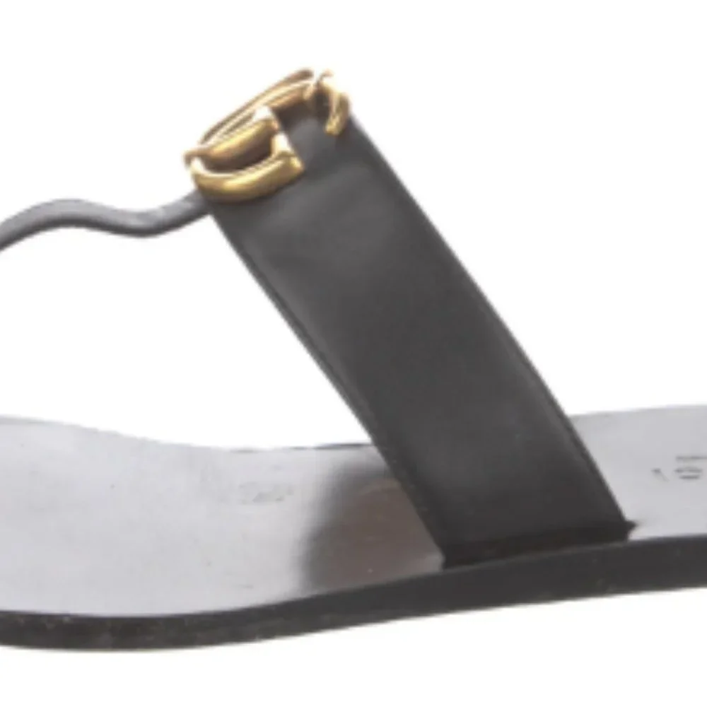 GUCCI Double G Logo Leather Flip Flops - Picture 5 of 5